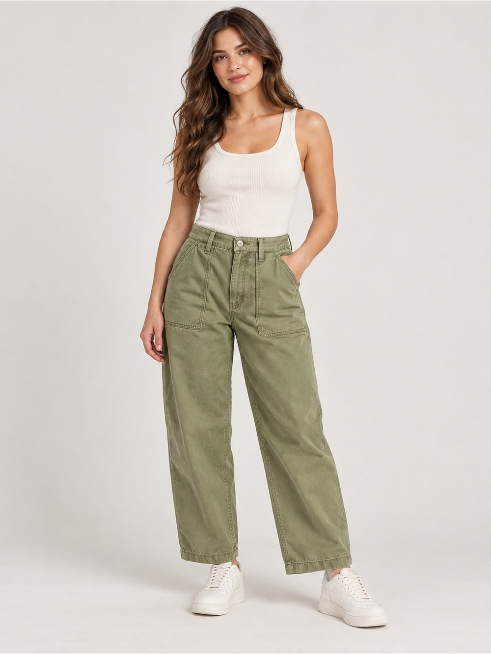 Levi’s Baggy Pants Women’s 28 Olive Green Utility Carpenter Wide Leg